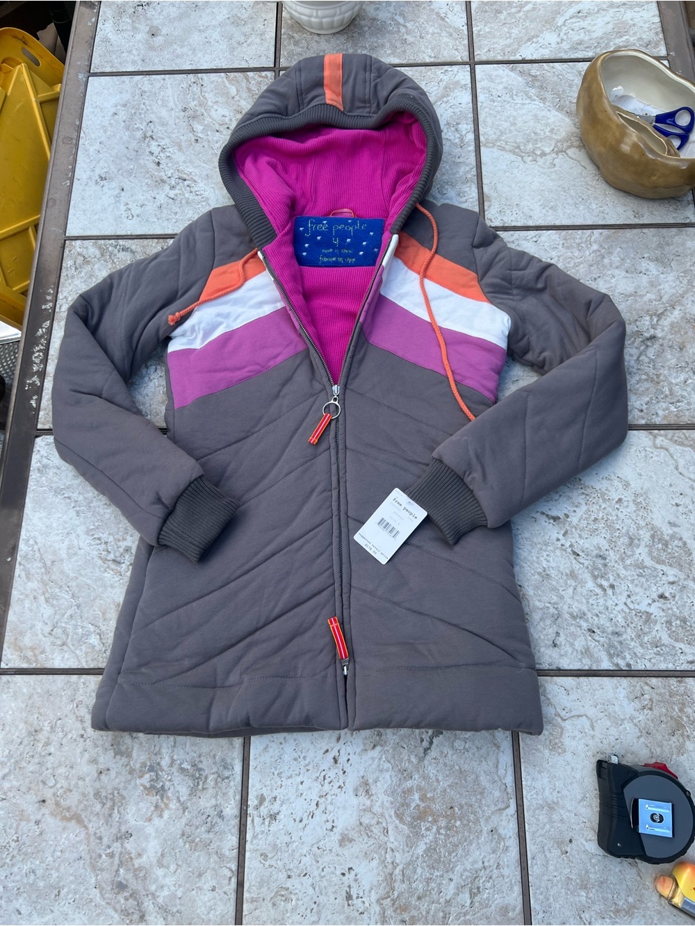 NWT Free People 4/8 Coat Cotton Quilted Insulated Full Zip Puffer  Hood fits M/L